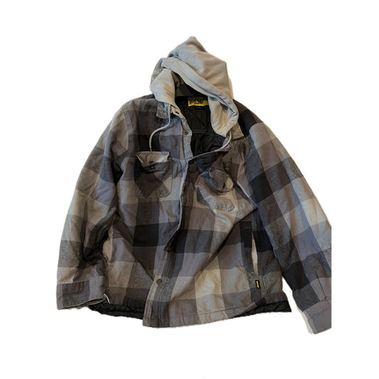 Brazos Work Force Hooded Flanel Jacket Snap Mens L