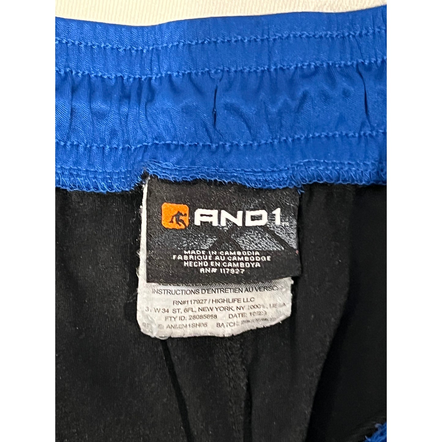 AND 1 Blue Black Basketball Shorts Mens Medium