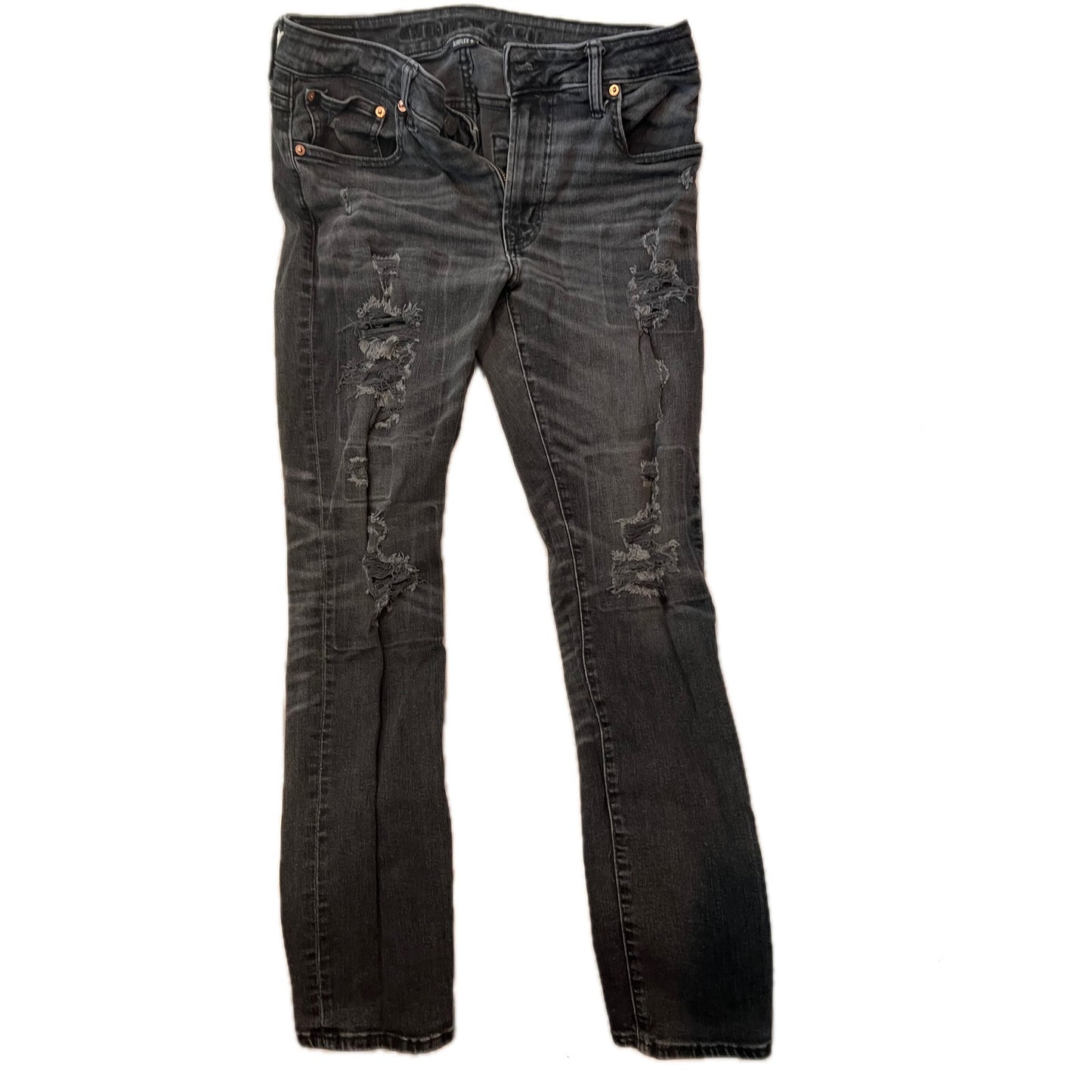Jean noir troué coupe skinny American Eagle homme 33x32