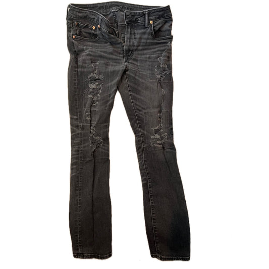 American Eagle Skinny Fit Distressed Black Jeans Mens 33x32