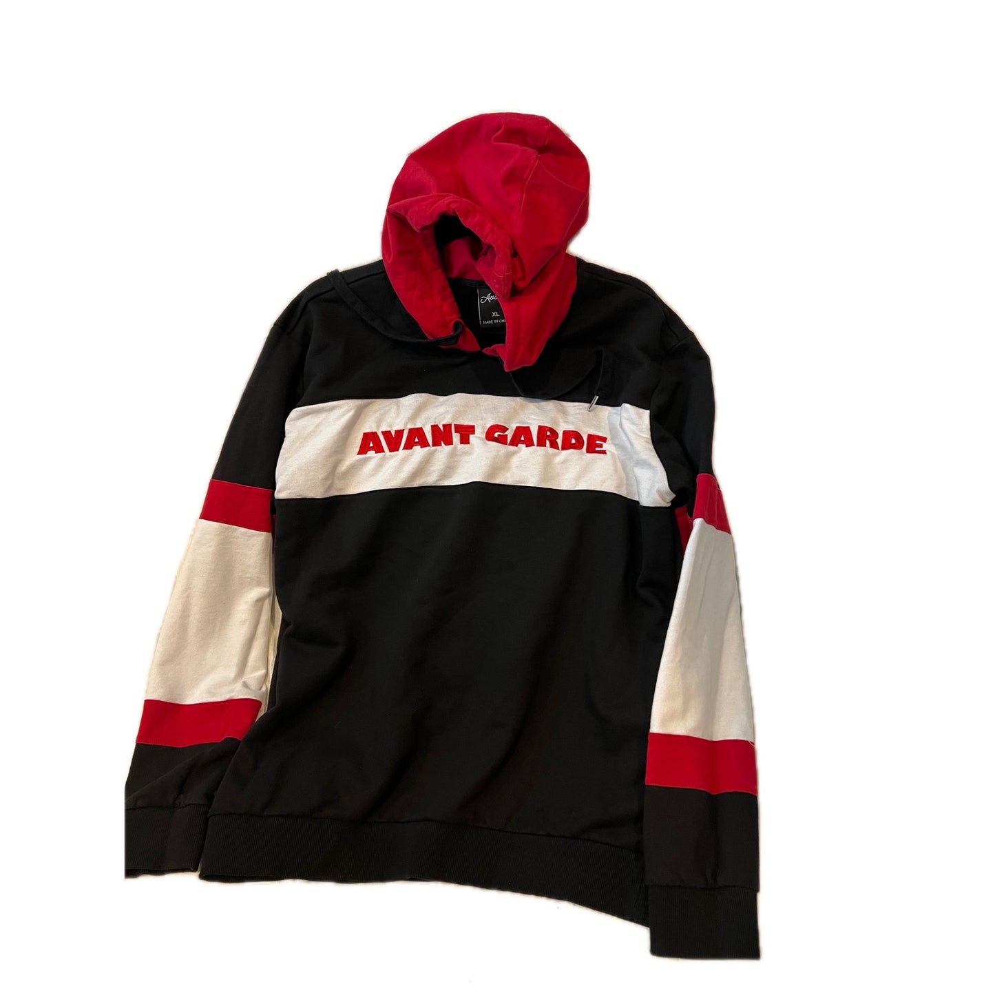 Sudadera y pantalón deportivos Avant Garde negros y rojos para hombre, talla XL