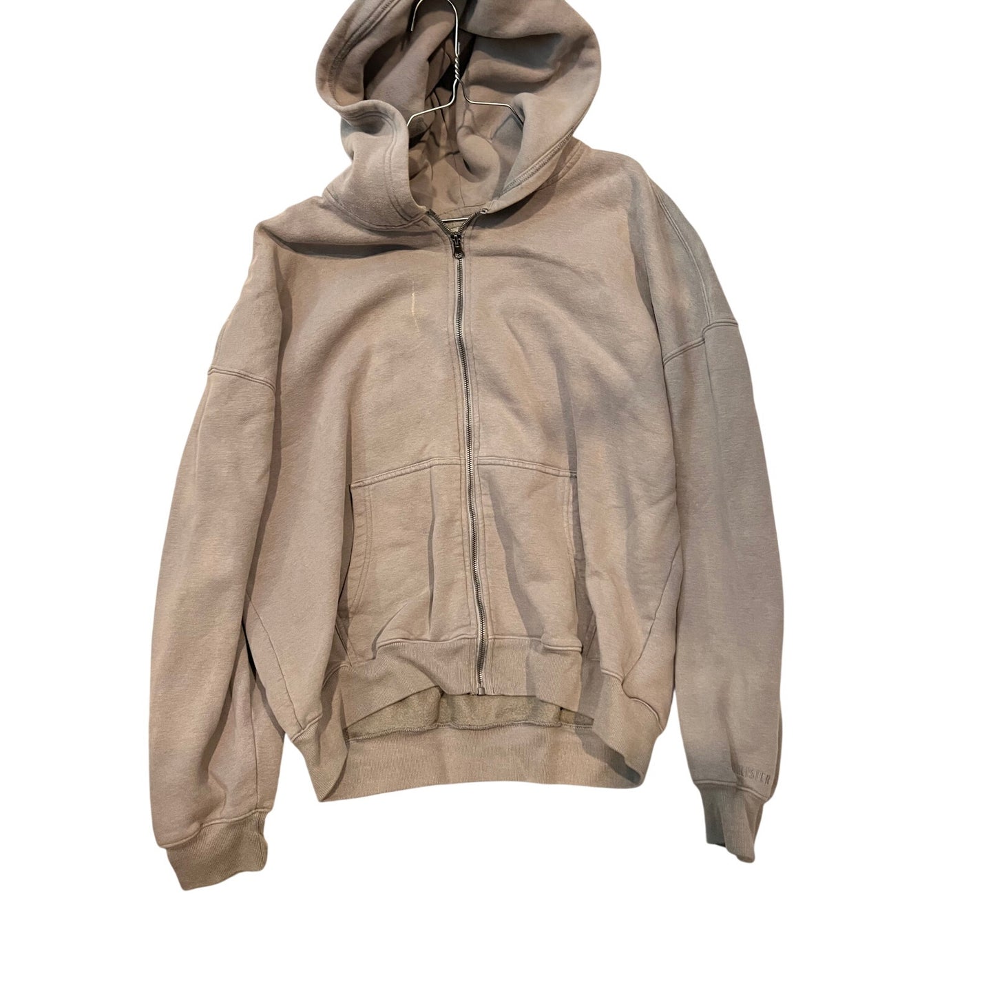 Hollister Boxy Fit Full Zip Creme Beige Hoodie Mens Large