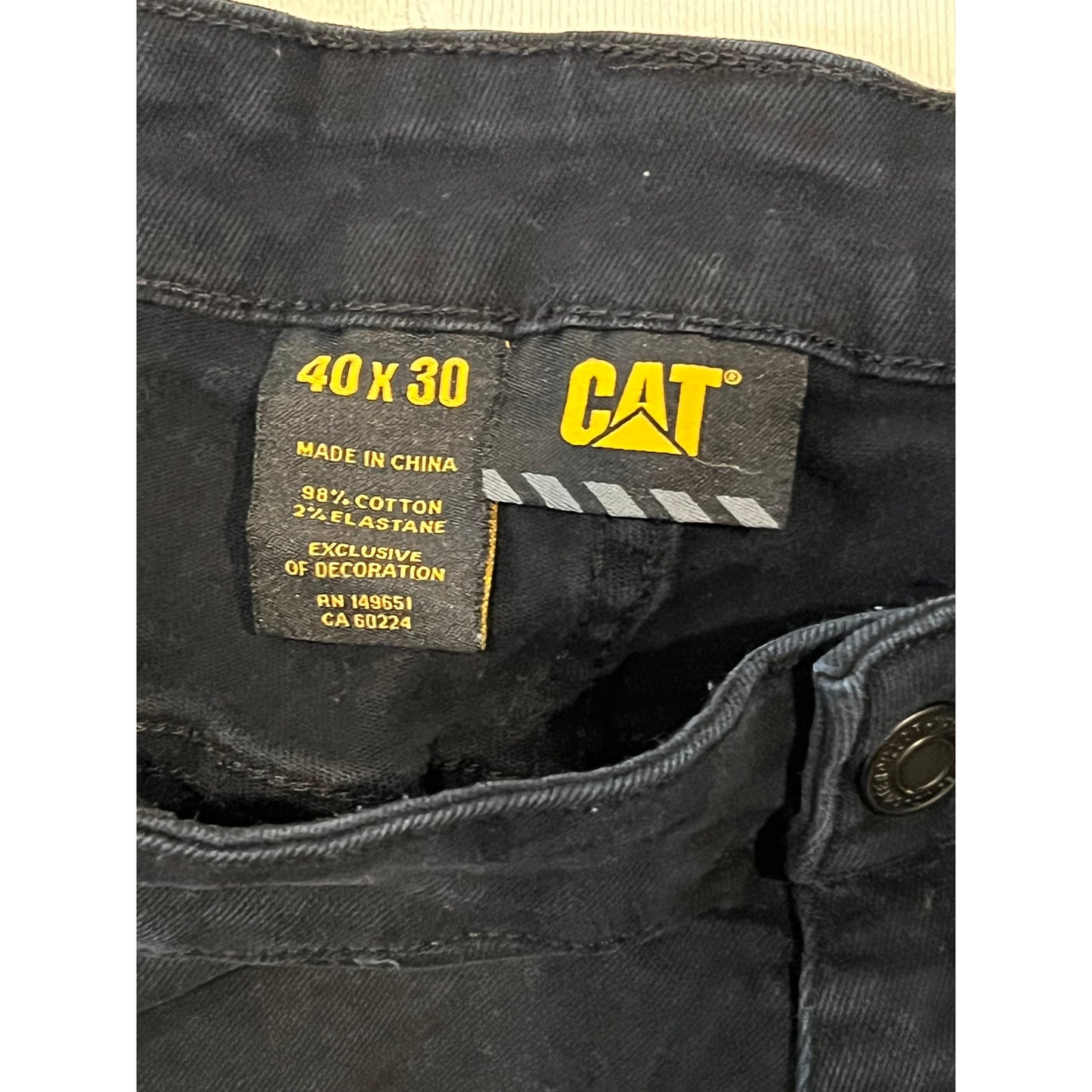 Caterpillar Black Cargo Carpenter Work Jeans Mens 40x30