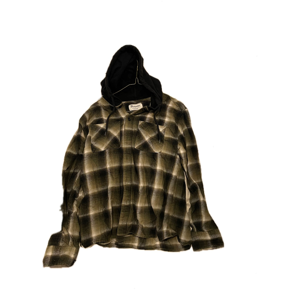 No Boundaires Loose Fit Flannel Hooded Shacket Men Small