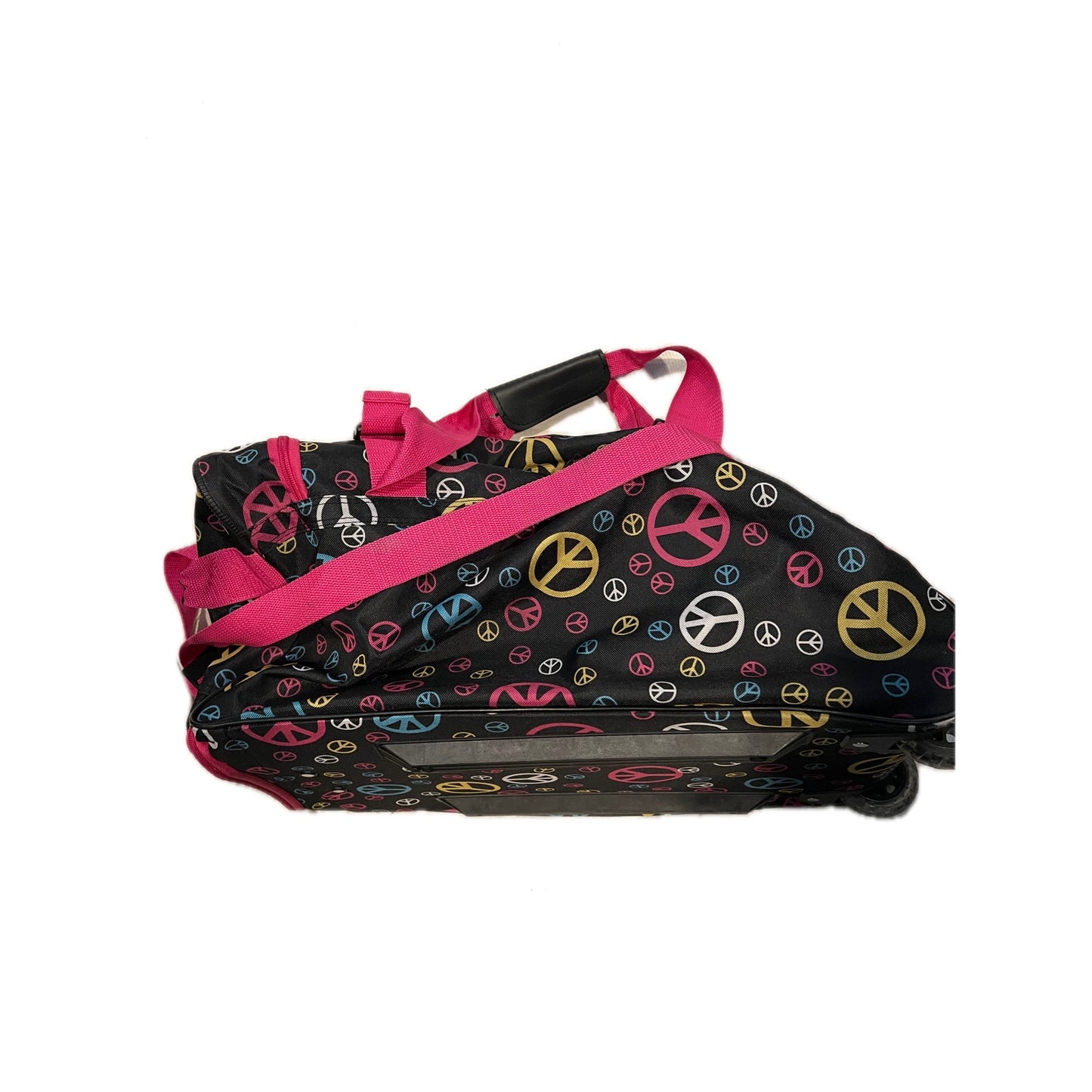 Rockland Multi color Peace Sign Roller Duffle Bag 22x12x10