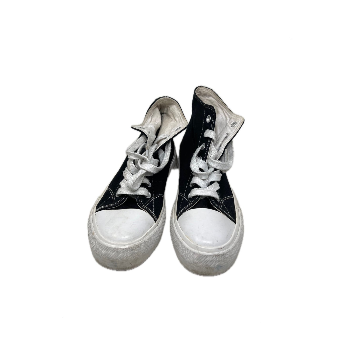 No Boundaries High Top Platform Black White Sneakers Wmns 10