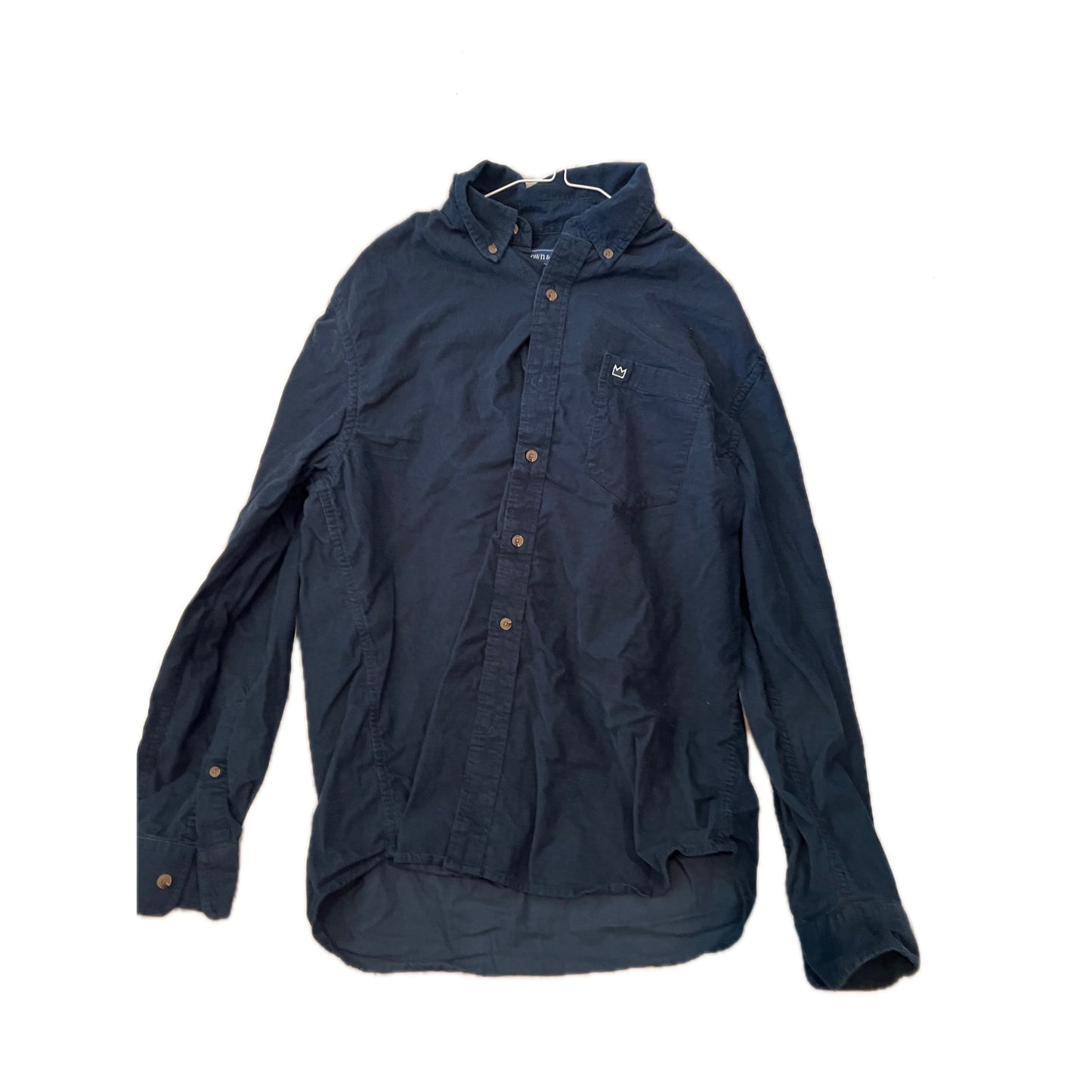 Chemise boutonnée Crown & Ivy en velours côtelé bleu foncé taille L pour homme