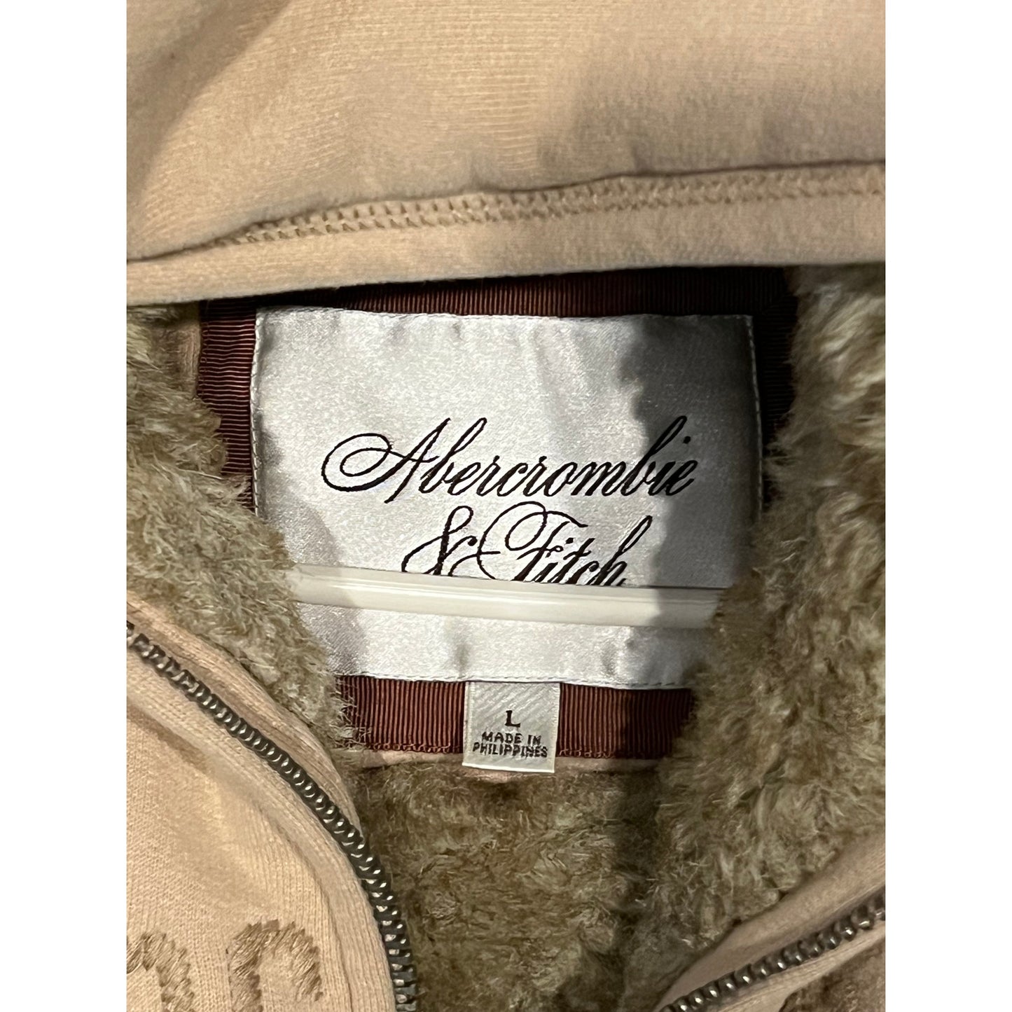 Abercrombie & Fitch Sweat à capuche zippé femme beige crème Taille L