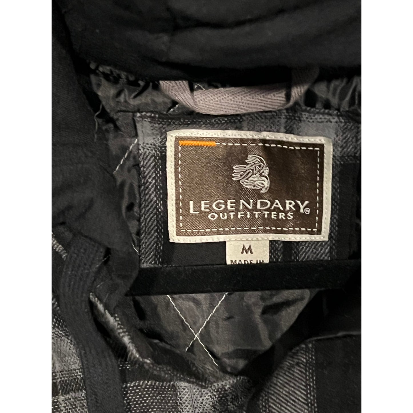 Legendary Outfitters Insulated Black Gray Hooded Flannel Mens M