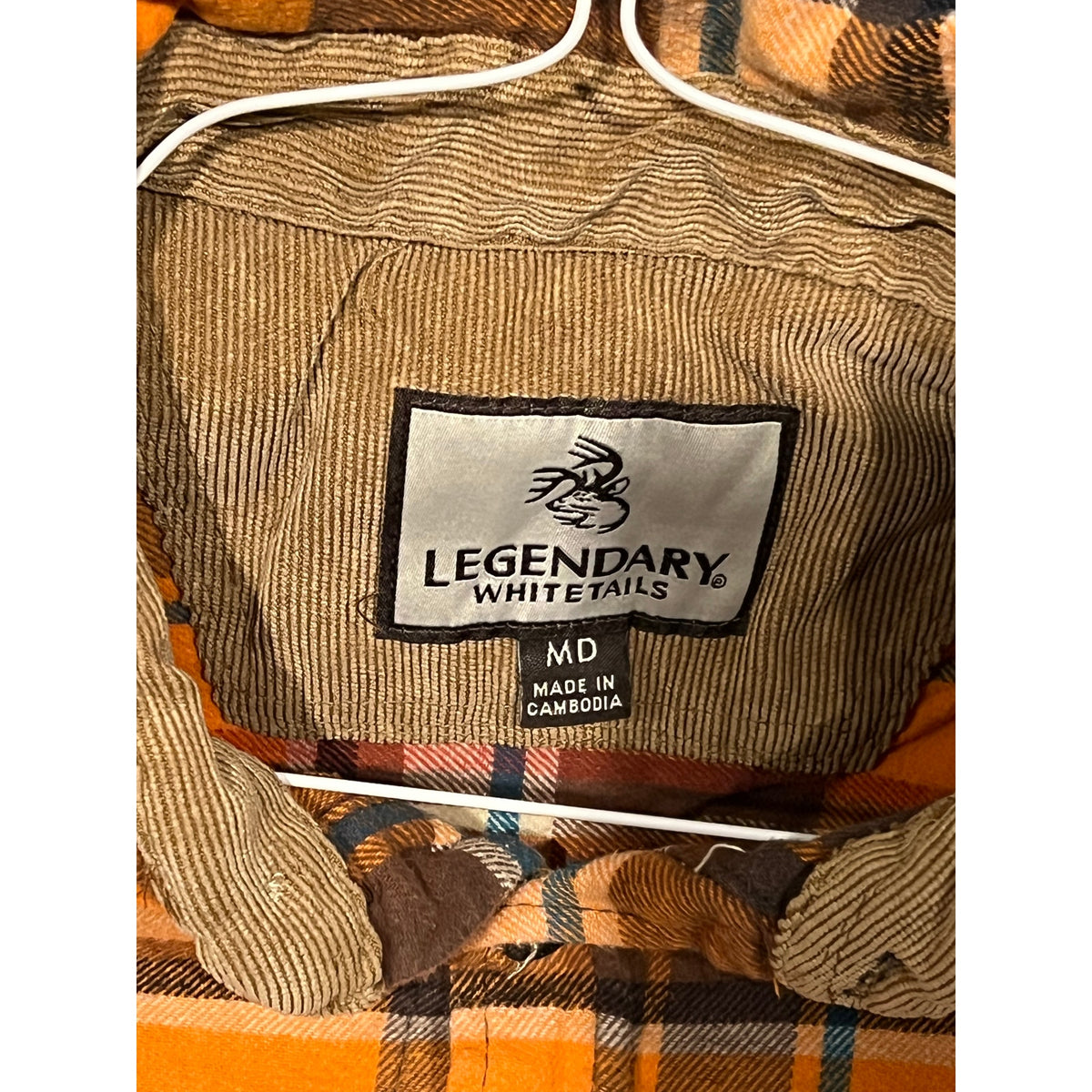 Legendary Whitetails Orange Brown Checked Flannel Mens Med