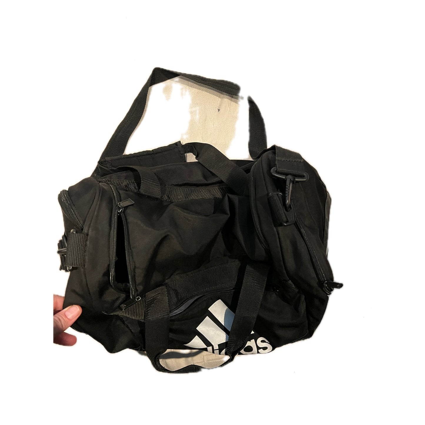 Adidas Defender Small White Black Gym Bag 18"x12"x10"