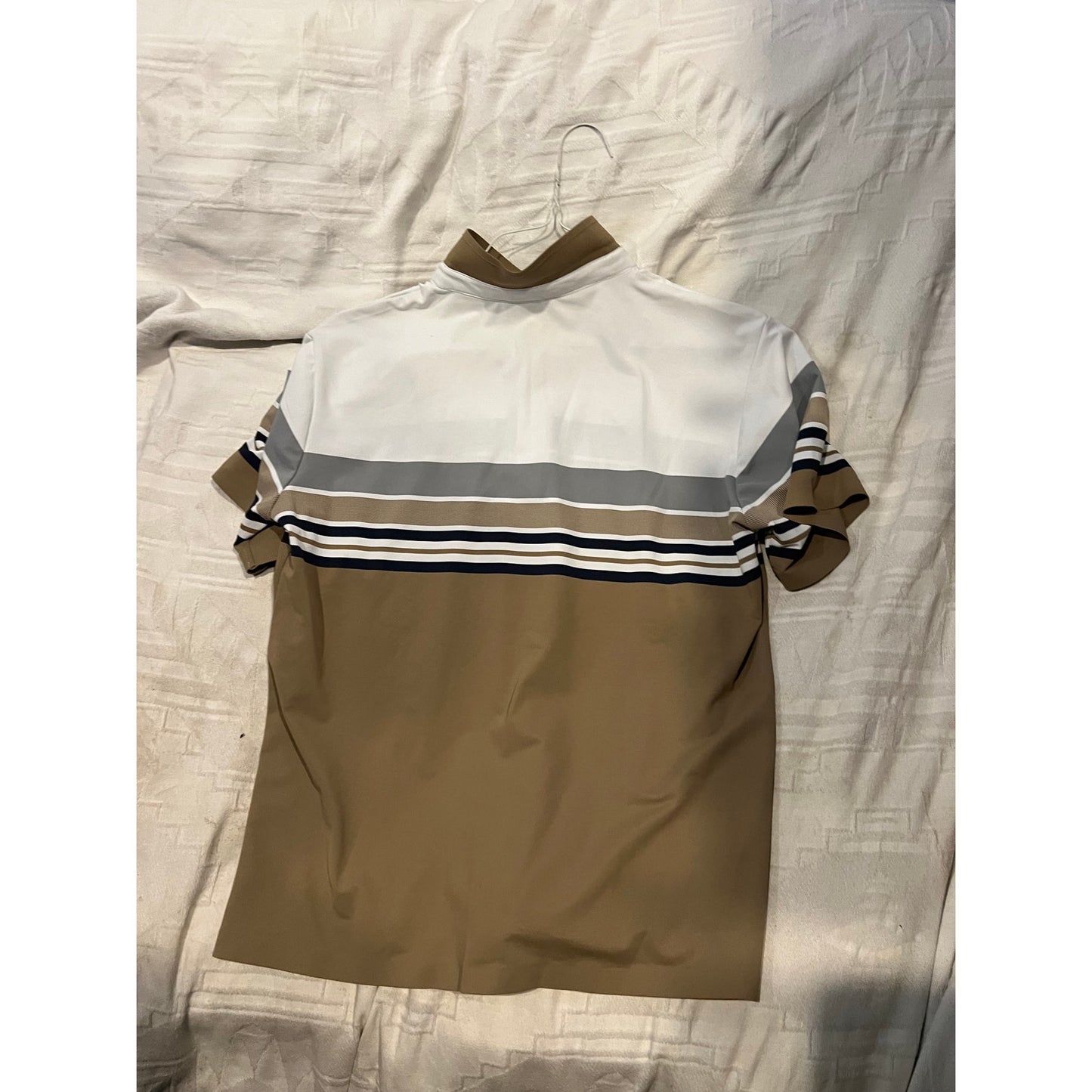 Jack and Mark Brown White Polo Golf Shirt Mens Medium