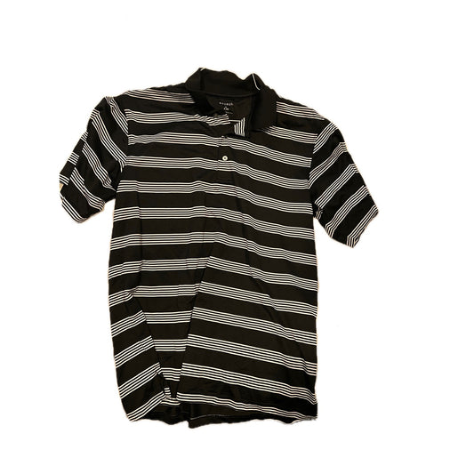 George Black White Stripe Polo Shirt Mens M (38-40)