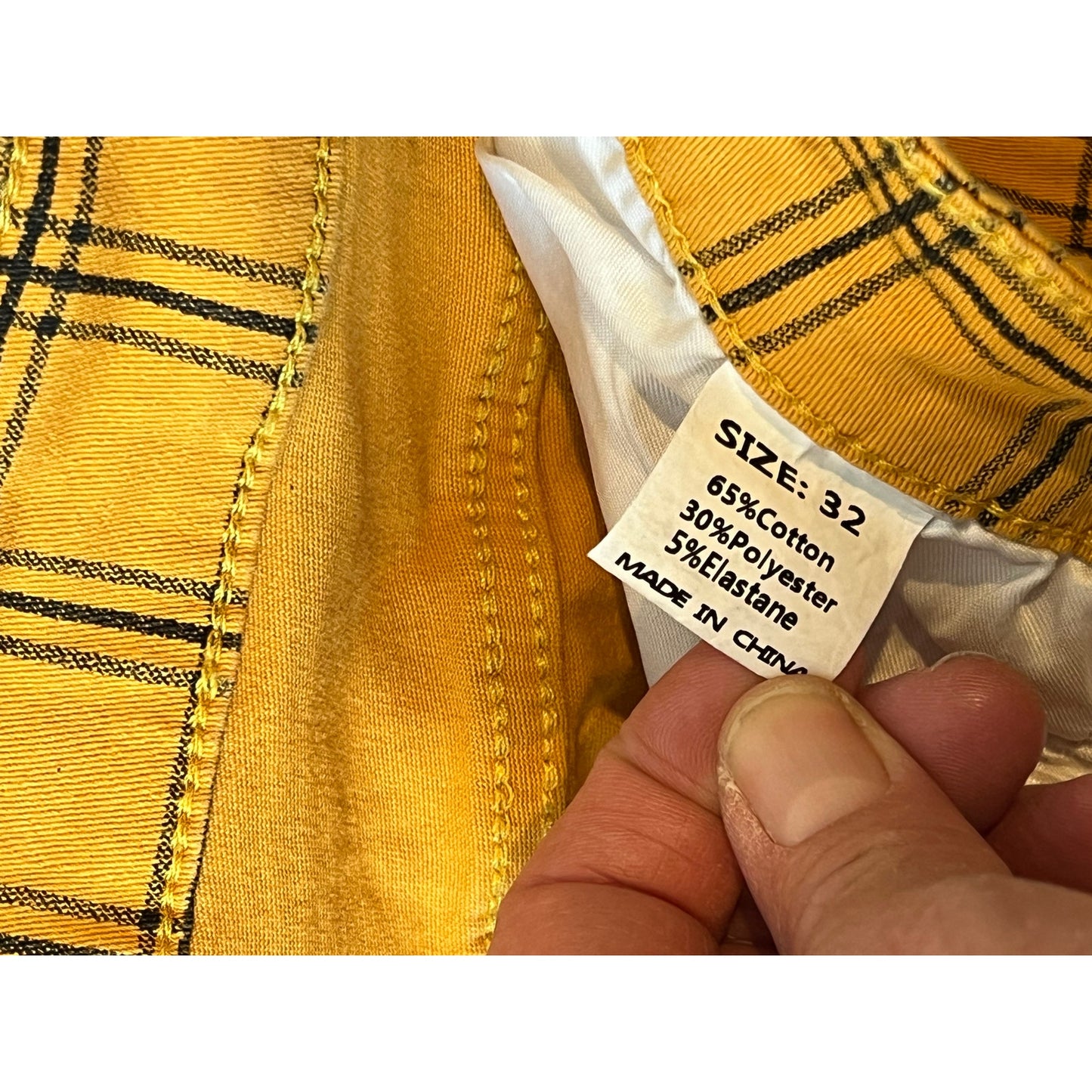 Yellow Checkered Straight Fit Streetwear Jeans Mens 32x30