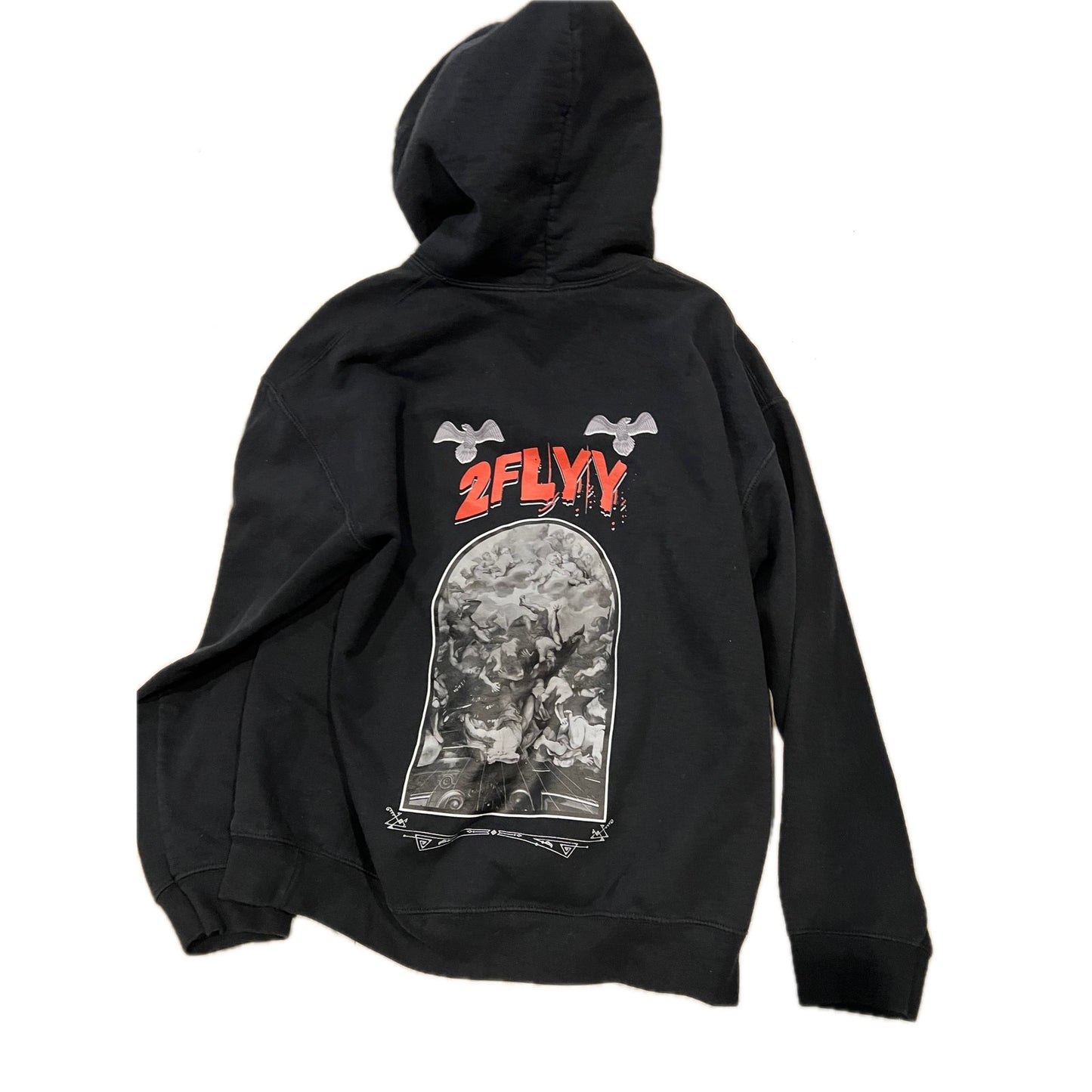 Gildan 2 Flyy Eagle Black hoodie Mens L