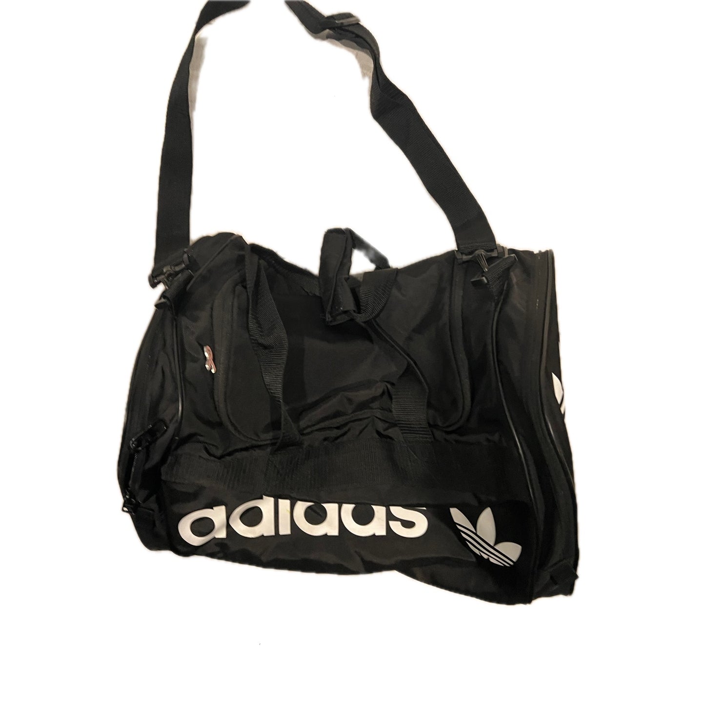 Adidas Defender Small White Black Gym Bag 18"x12"x10"