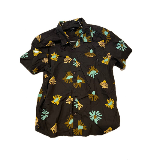 Hurley Black Floral Print Button-Up Shirt - Mens XL