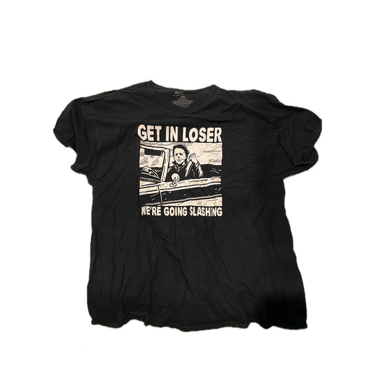 Halloween Get In Were Going Slashing Black T-Shirt Mens 2XL
