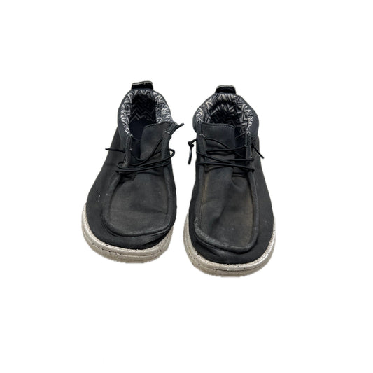 Hey Dude Men's Wally Mid Canvas Black/White Size 9 40701-066