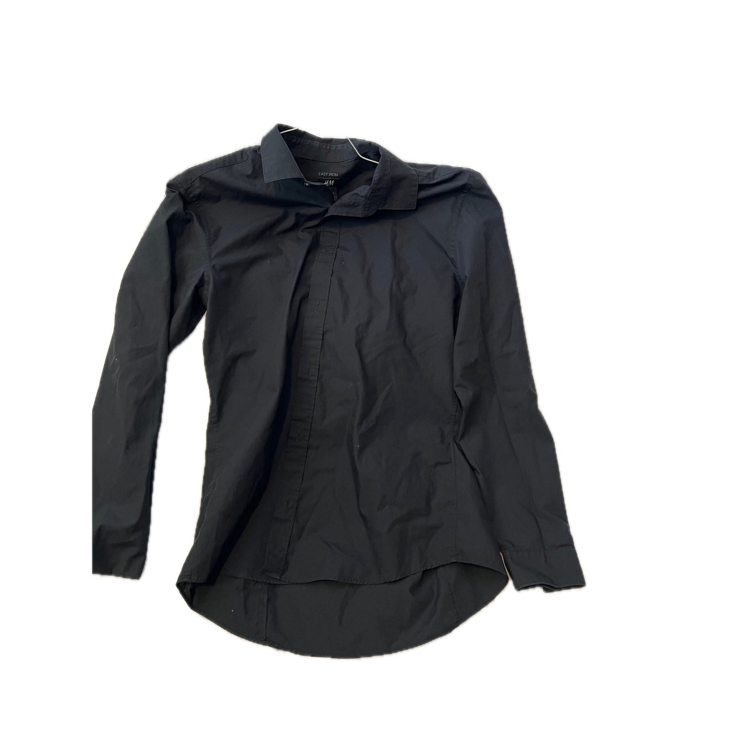 Camisa abotonada H&M - Fácil planchado Negra - Talla Grande