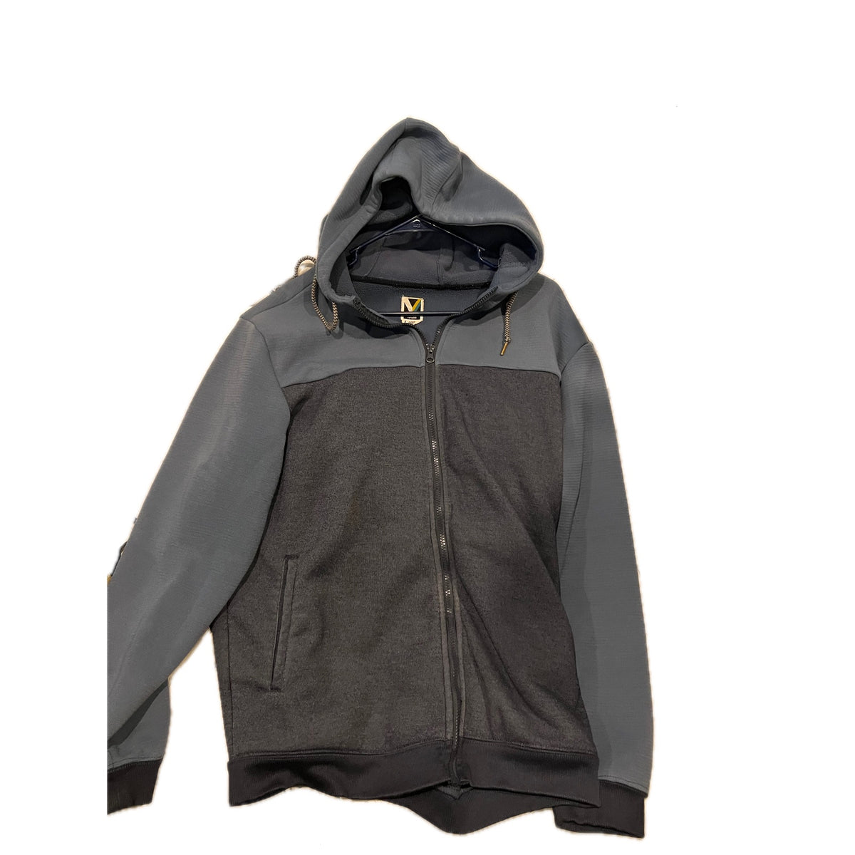 Voyager Gray full Zip Heavy Duty Hoodie Mens Large