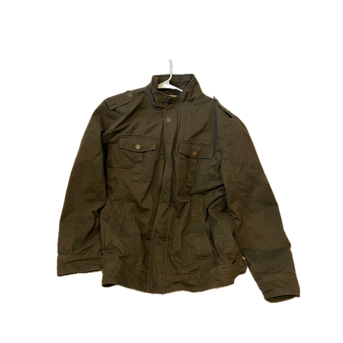 Wenven Denim Chaqueta regular de mezclilla verde militar para hombre, talla L