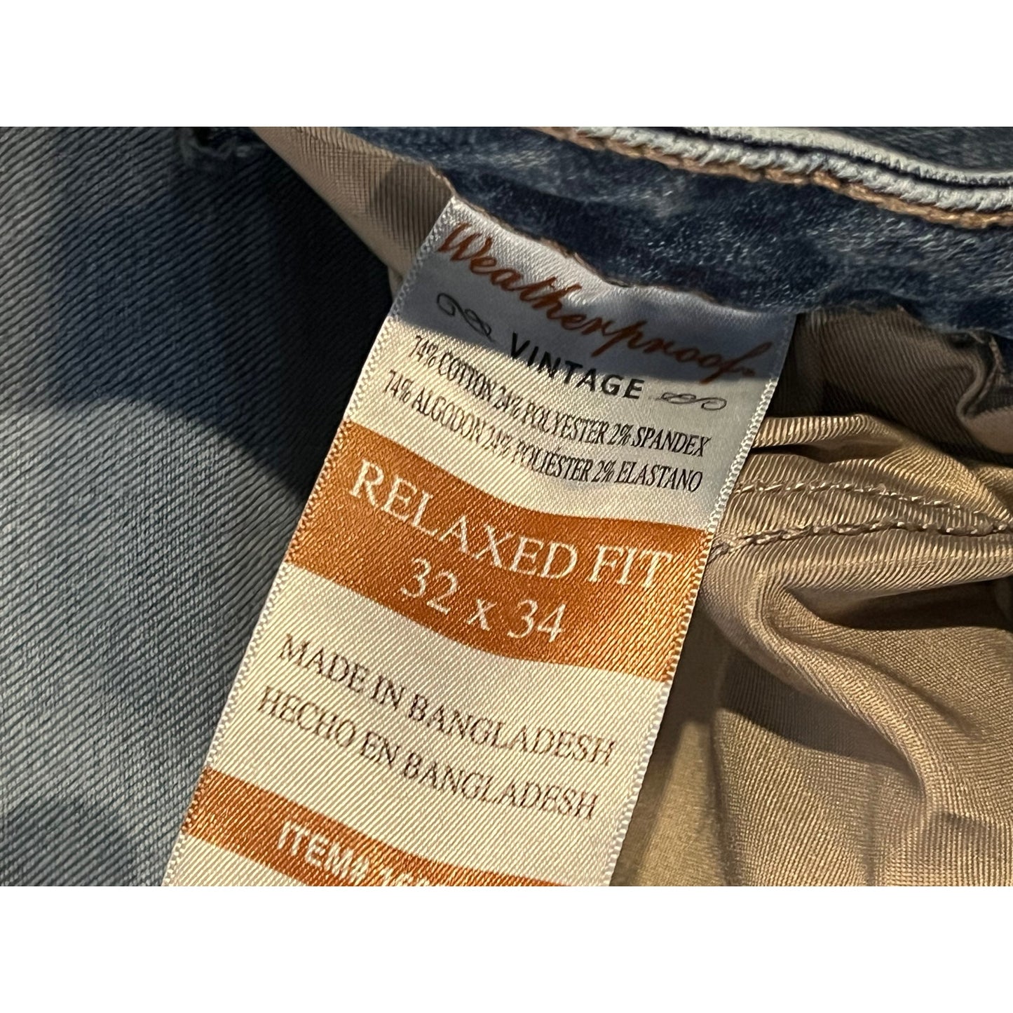Weatherproof Vintage Blue Jeans Relaxed Fit Mens 32x34