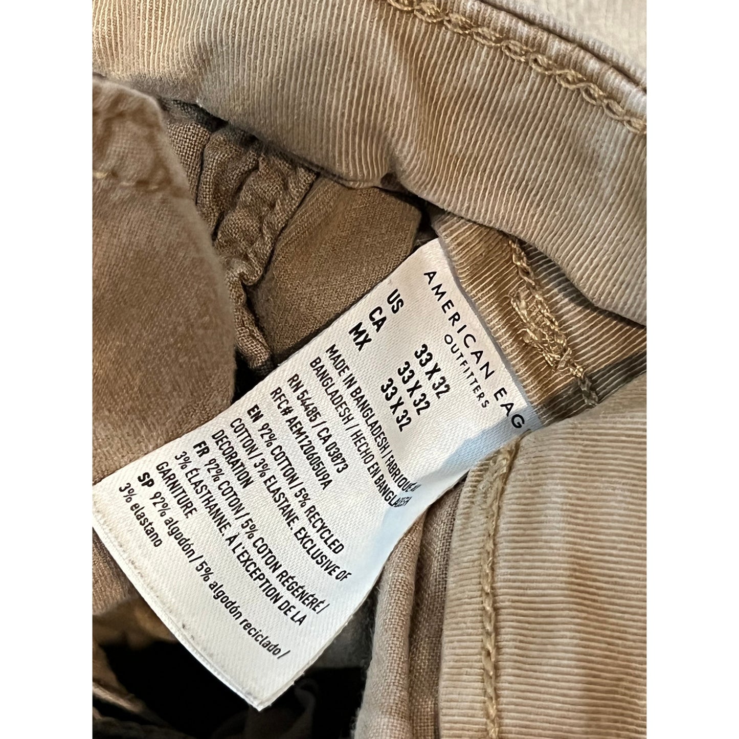 American Eagle Tan Relaxed Straight Jeans Mens 33x32
