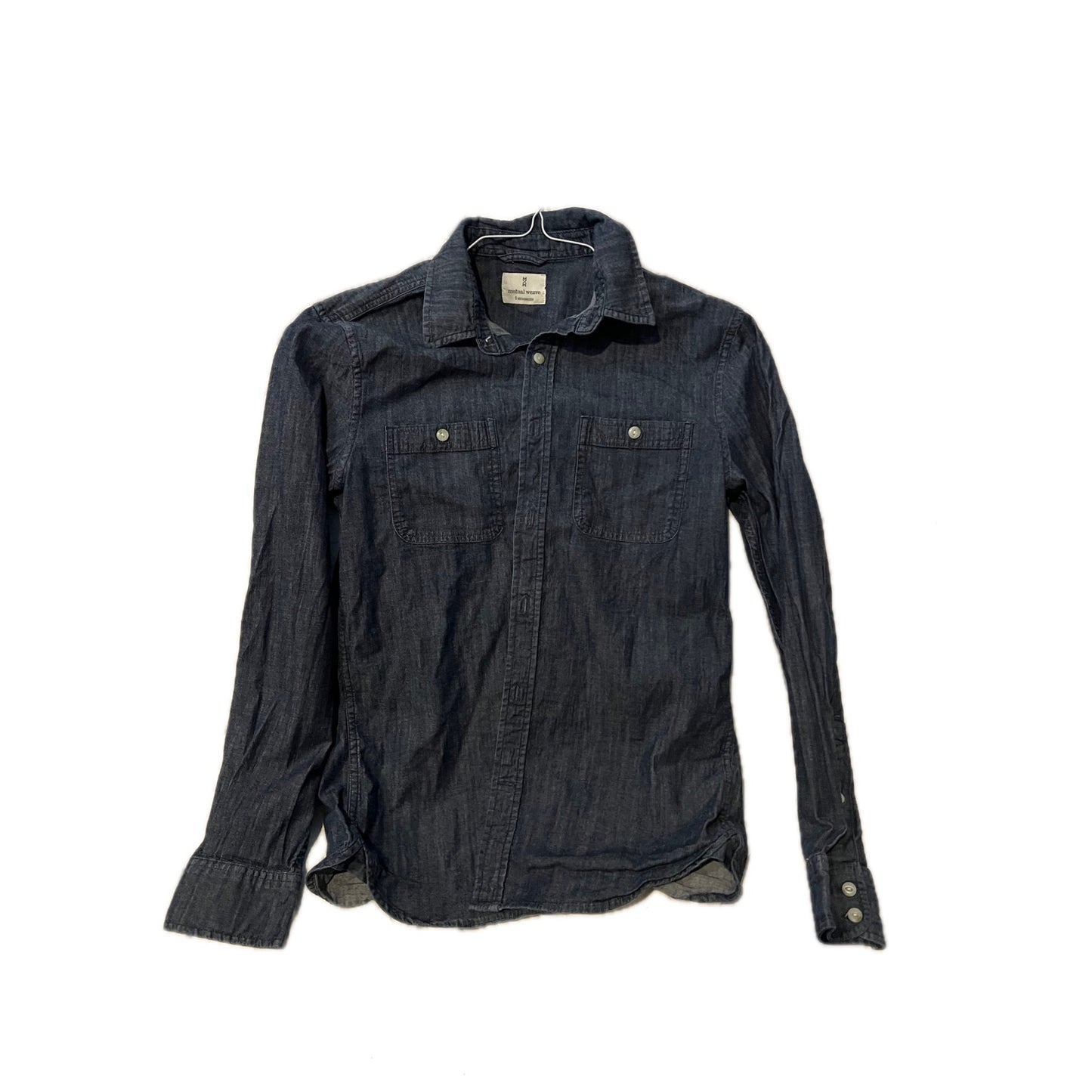 Camisa vaquera de manga larga con botones Mutual Weave, azul, talla S