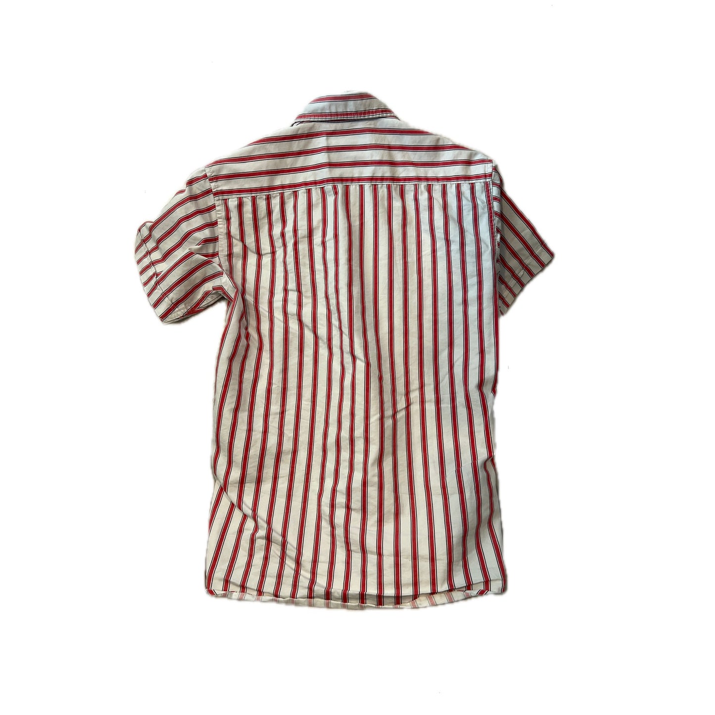Chemise homme rayée rose et blanc à manches courtes, grande taille