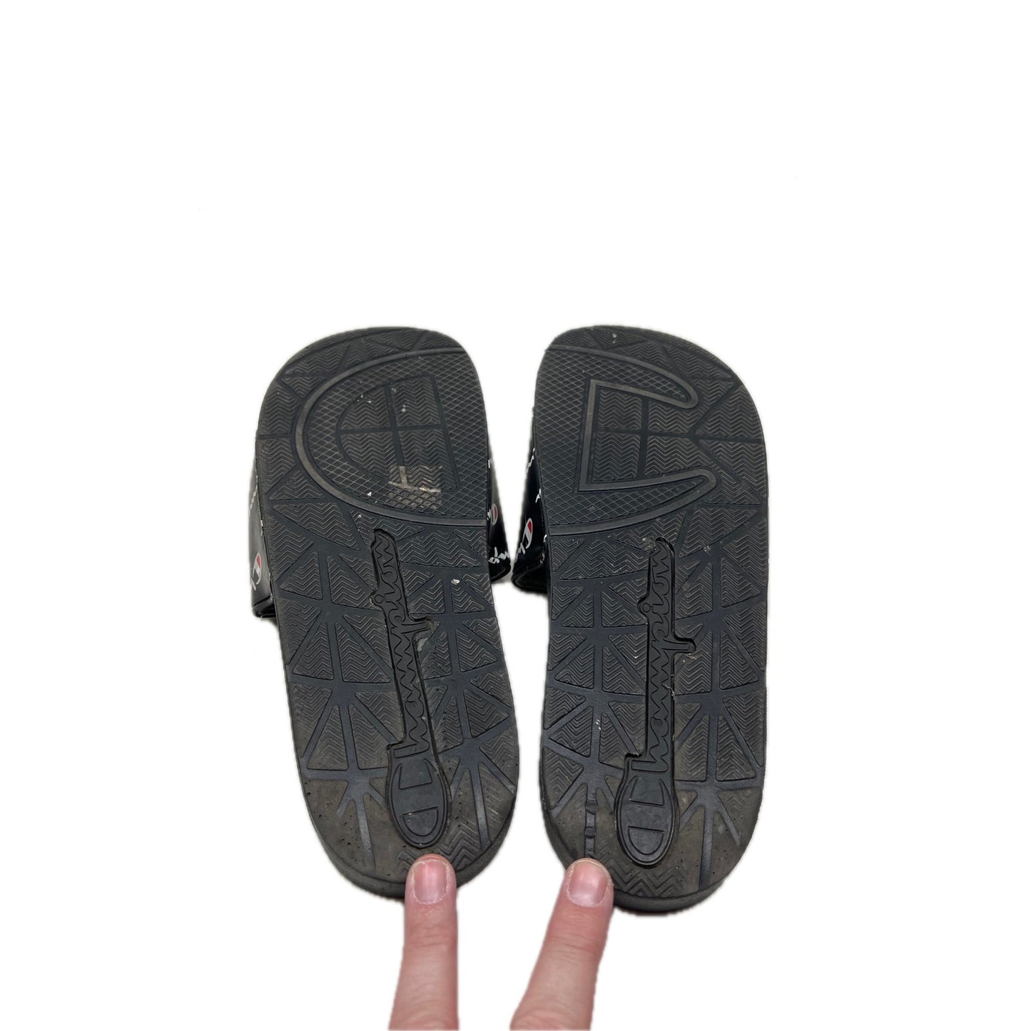 Champion IPO Squish Slide Black with Red Big Logo Mens 11