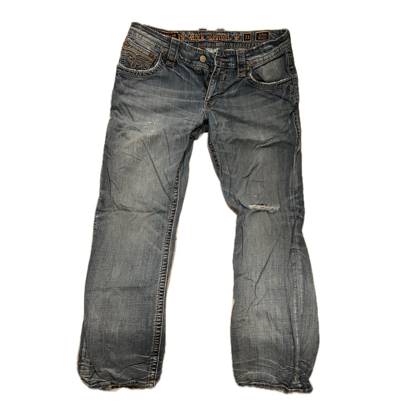 Rock Revival Albus Straight Jeans Distressed 33x33