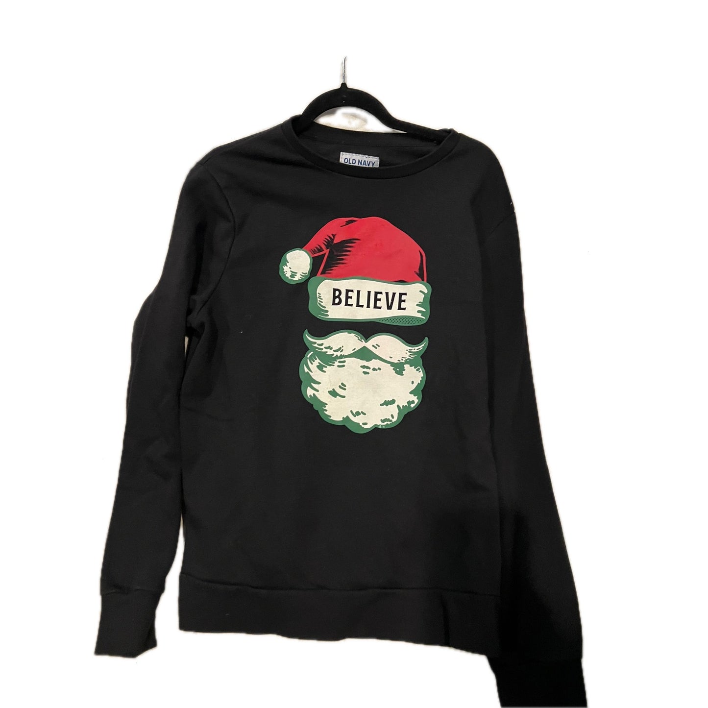 Old Navy Santa Claus Black Crewneck Sweatshirt Mens L