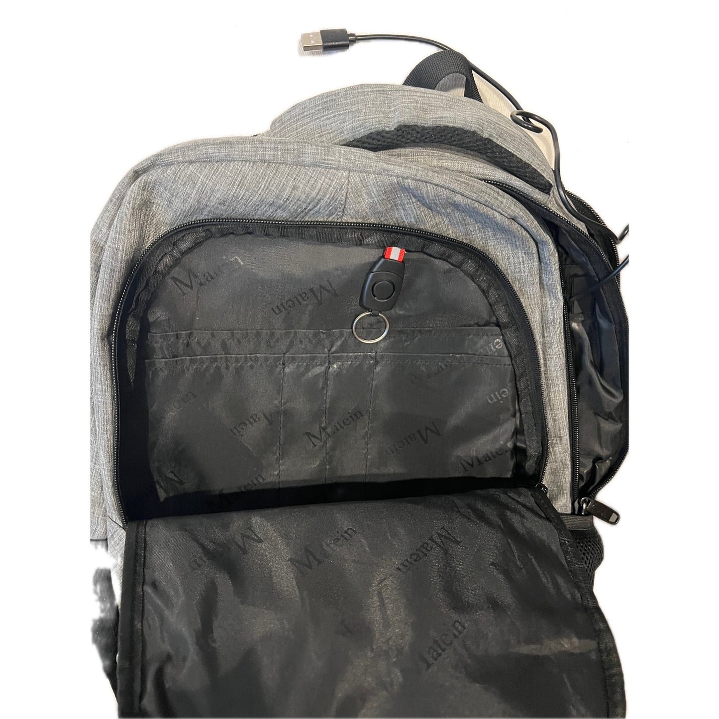 Matein Clamshell Black Gray Padded Backpack