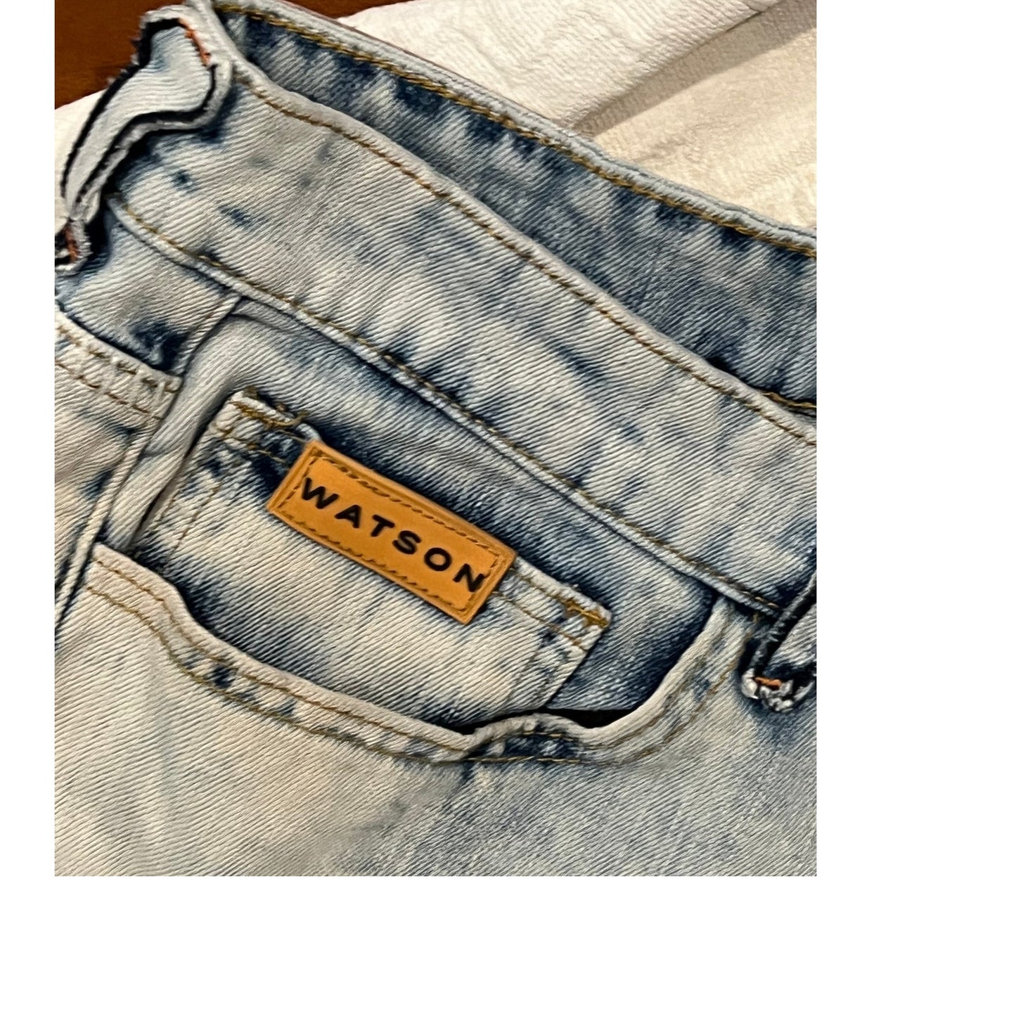Watson Distressed Lite Wash Skull Patch Punk Jeans 40x33