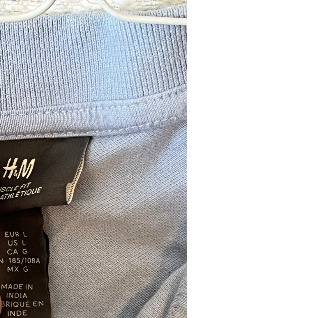 Polo H&M Muscle Fit bleu clair doré homme Taille L