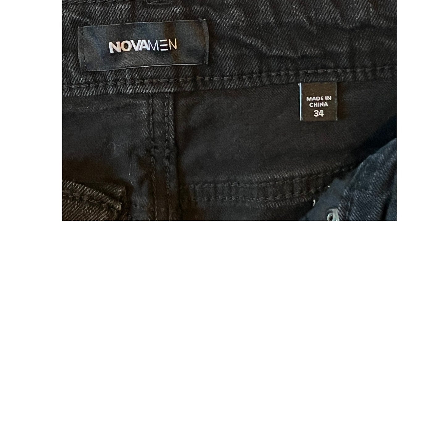 Novamen Black Slim Fit Jeans Mens 34x30