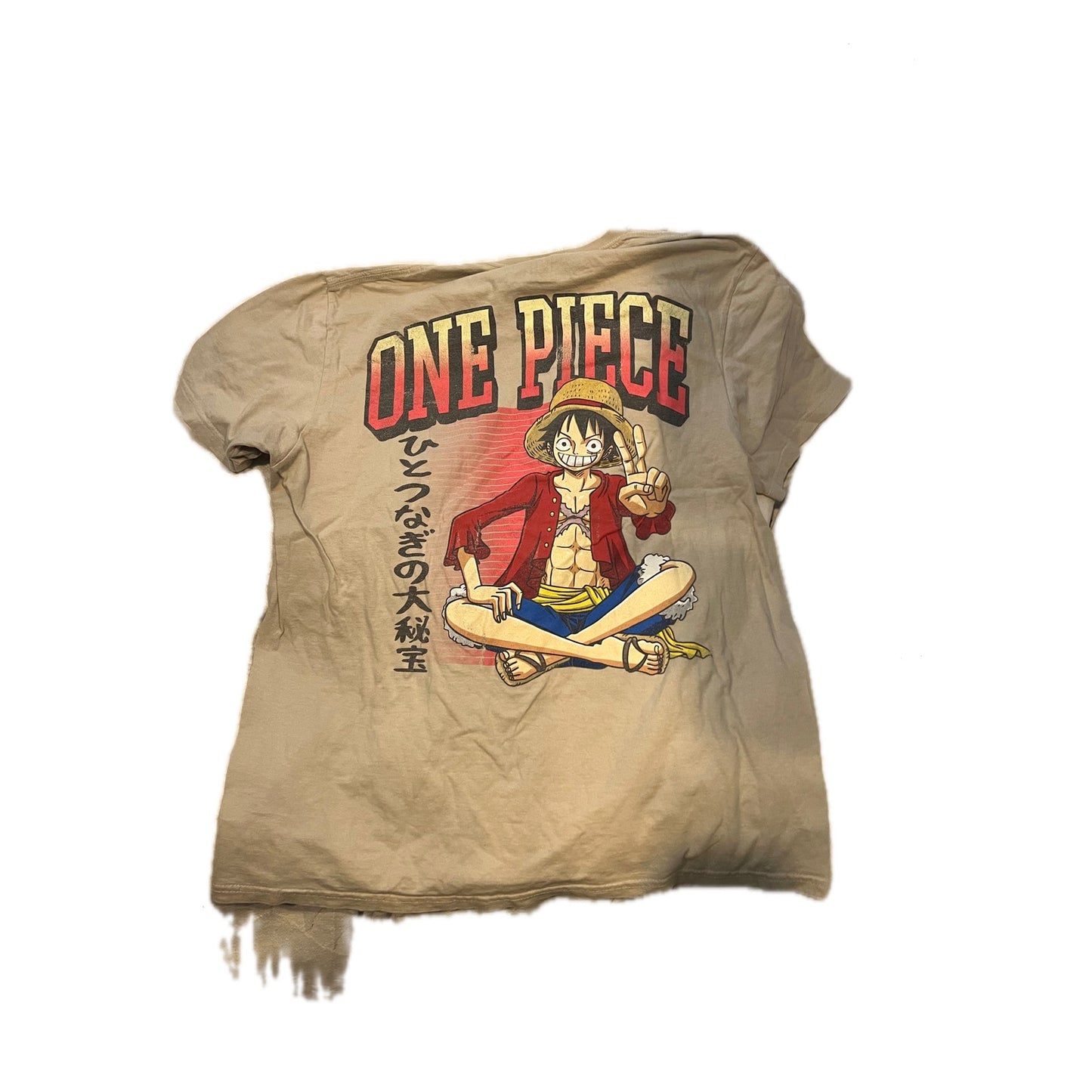 One Piece Anime Cream T-Shirt Mens Medium