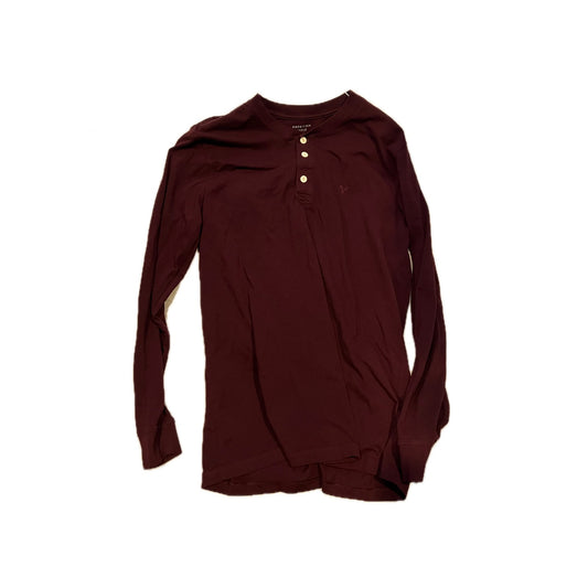 AE T-shirt henley à manches longues bordeaux pour homme, taille M-T