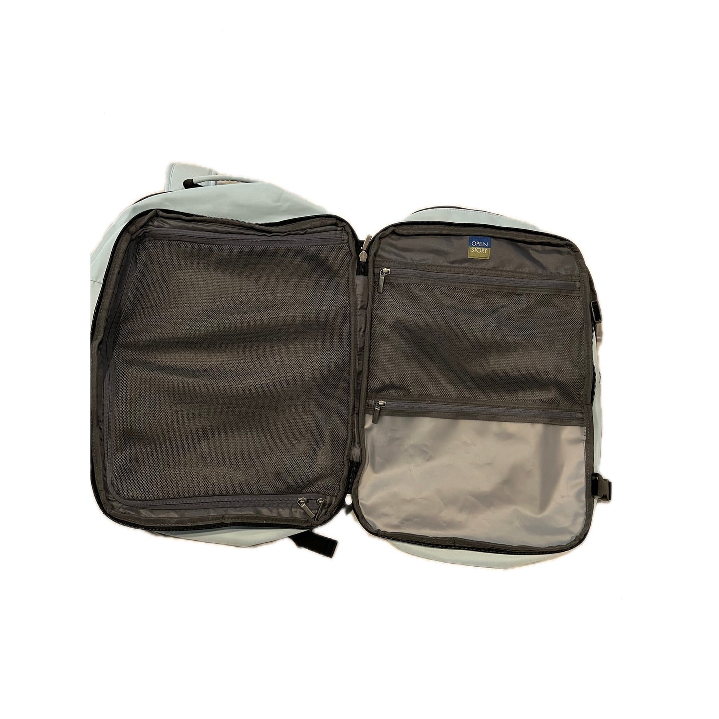 Open Story Signature Day Trip Backpack Creme Green Black