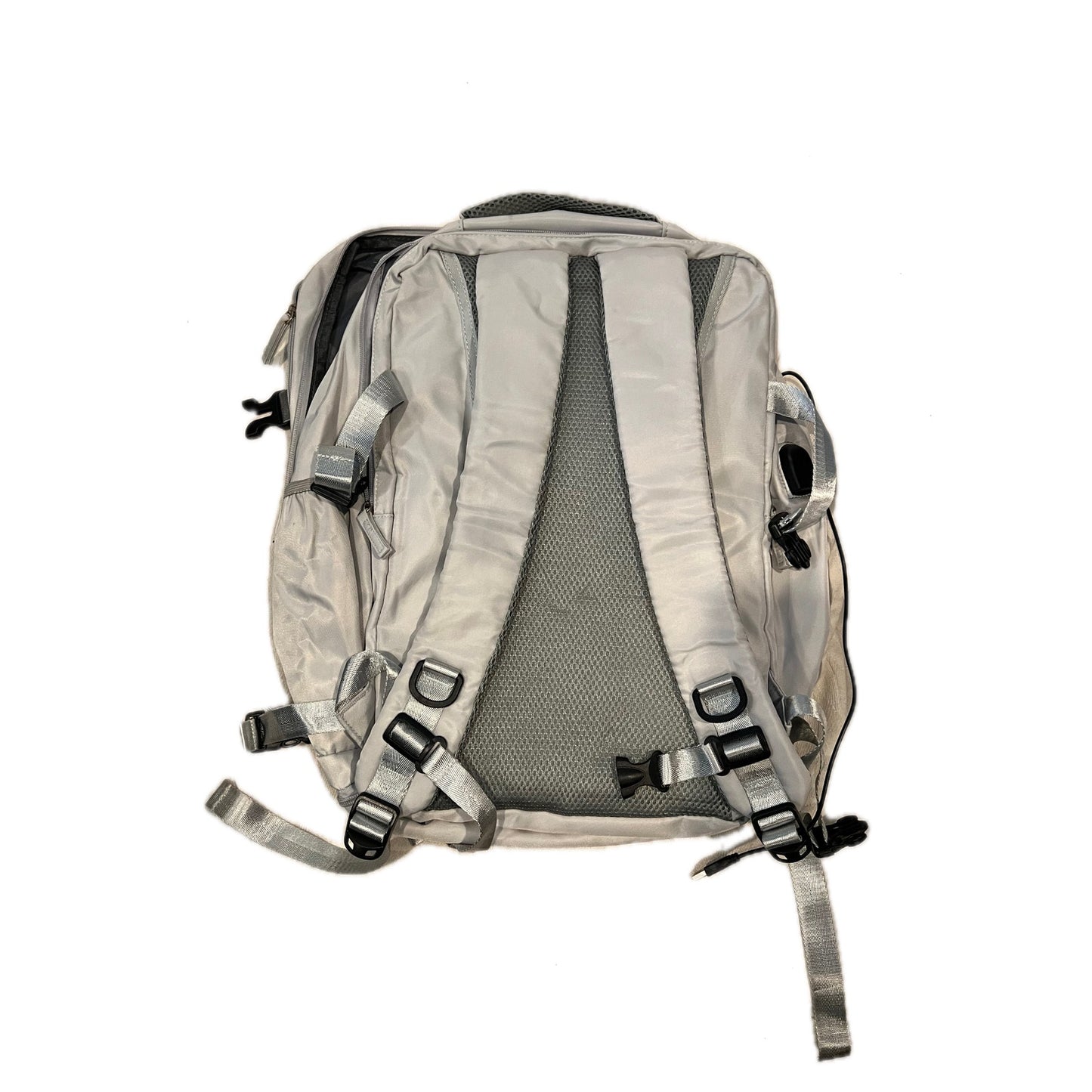 Target Clamshell Blue Faux Leather Accent Travel Backpack