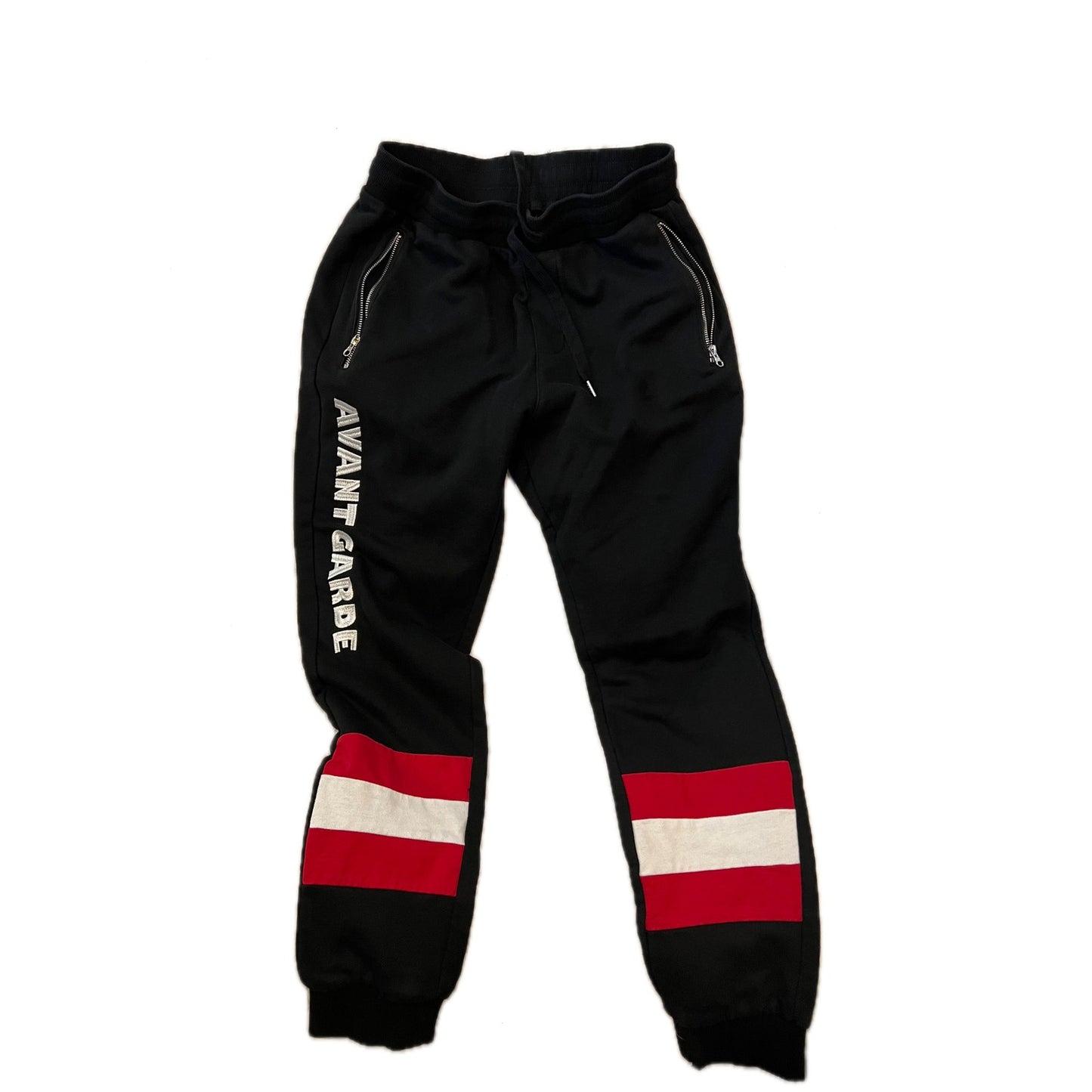 Sudadera y pantalón deportivos Avant Garde negros y rojos para hombre, talla XL