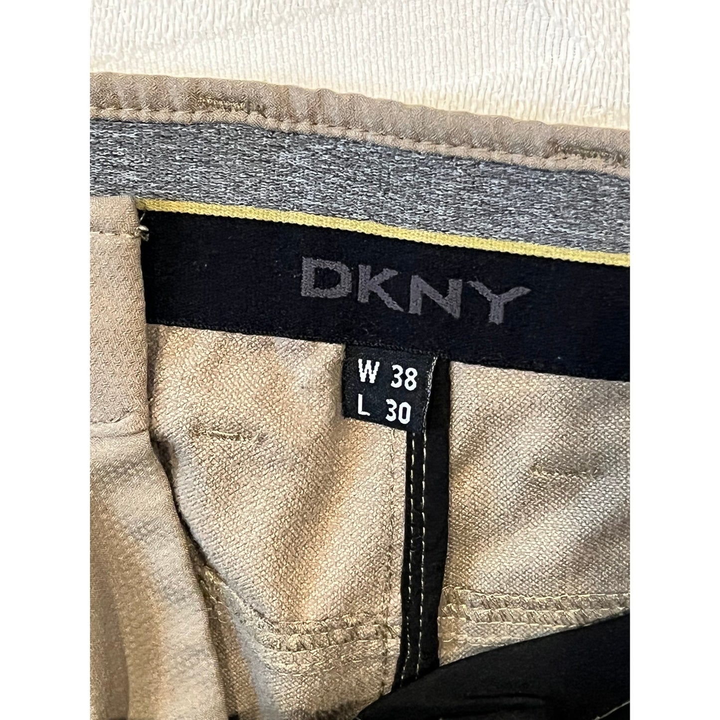 DKNY Poly Elastane Beige Dress Pants Mens 38x30