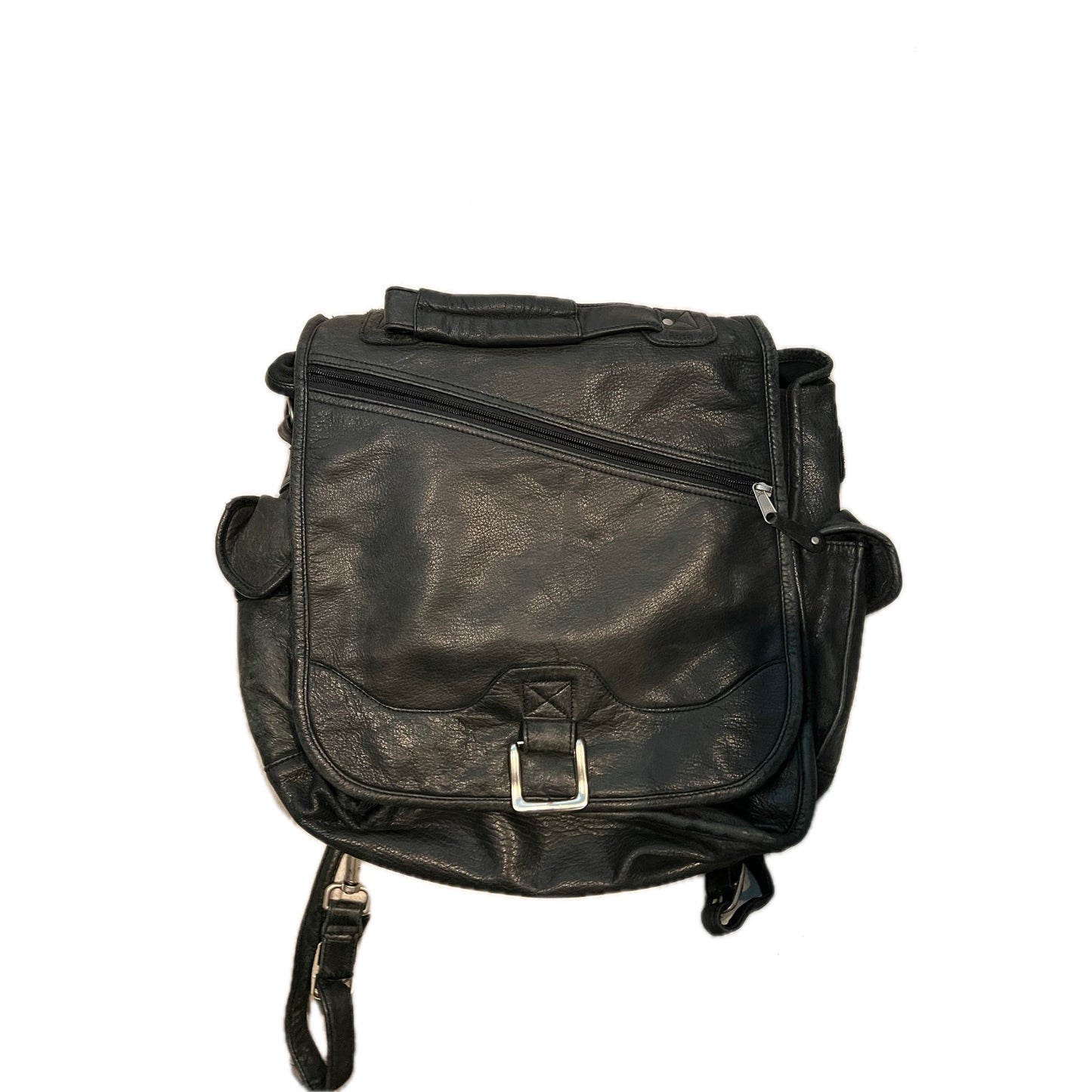 Sac à dos vintage en cuir noir Canyon Outback