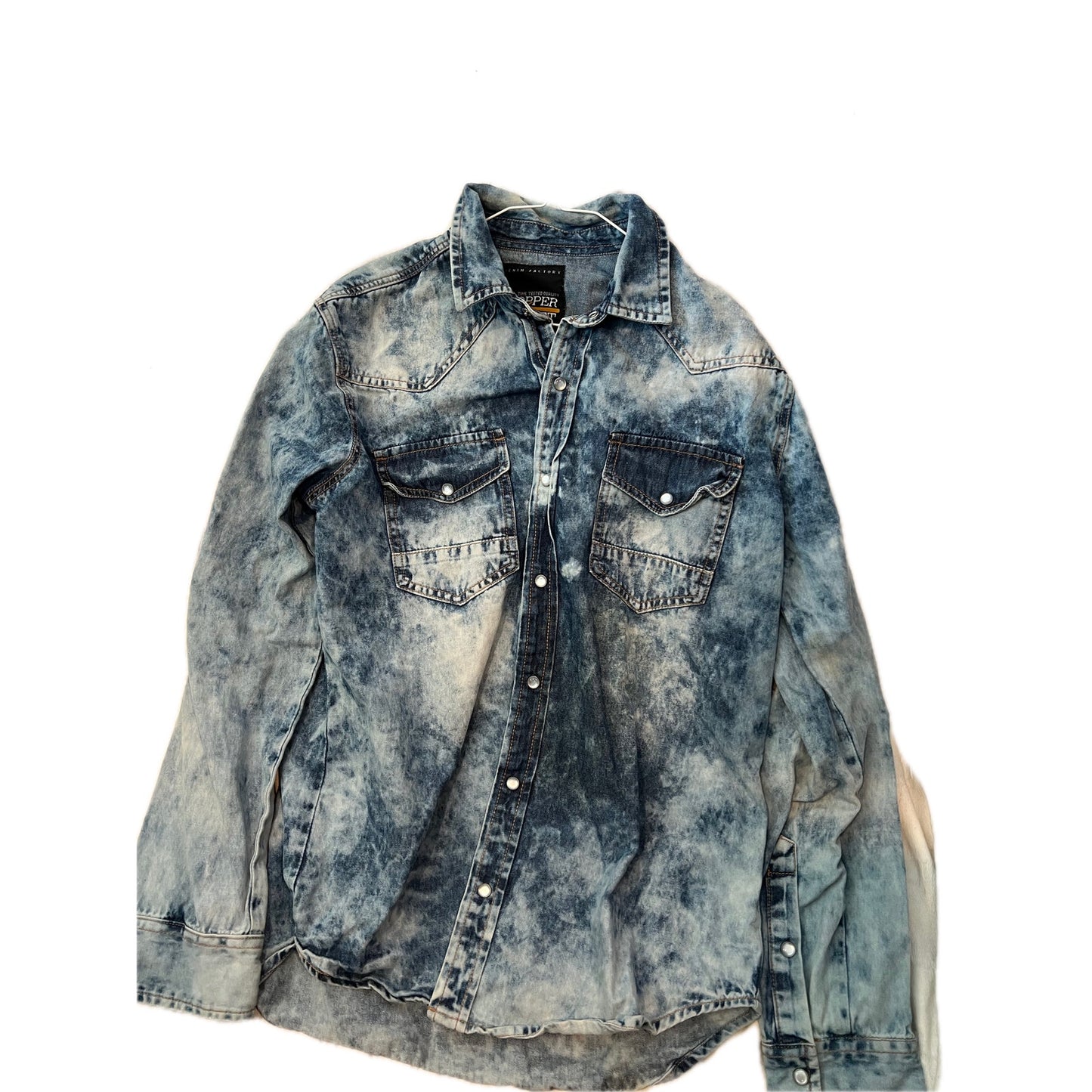 Chemise à boutons-pression en jean/denim bleu Copper Rivet pour homme, taille L