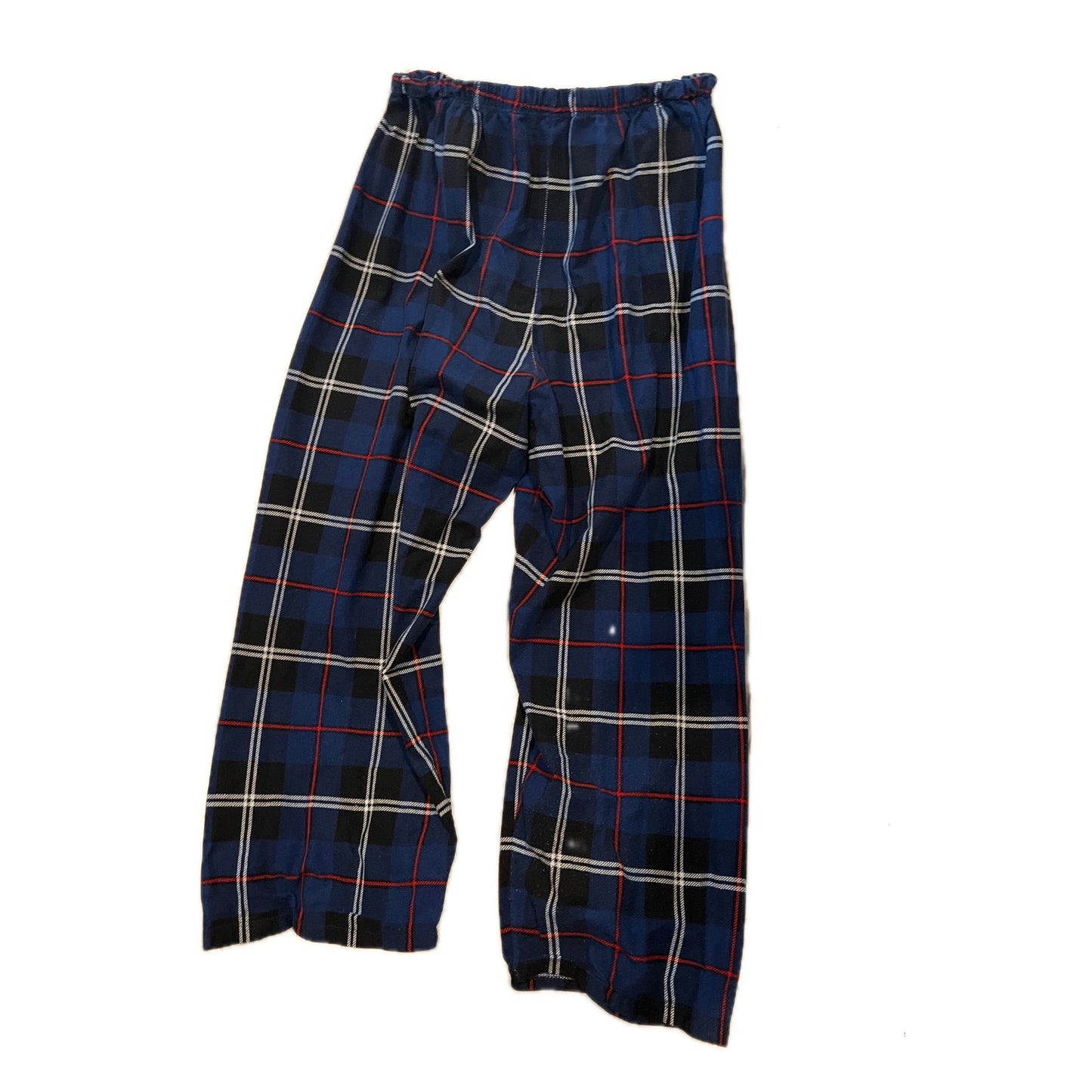 Kiabi Blue Checked Fleece Sleep Pants Mens Wide Leg Small