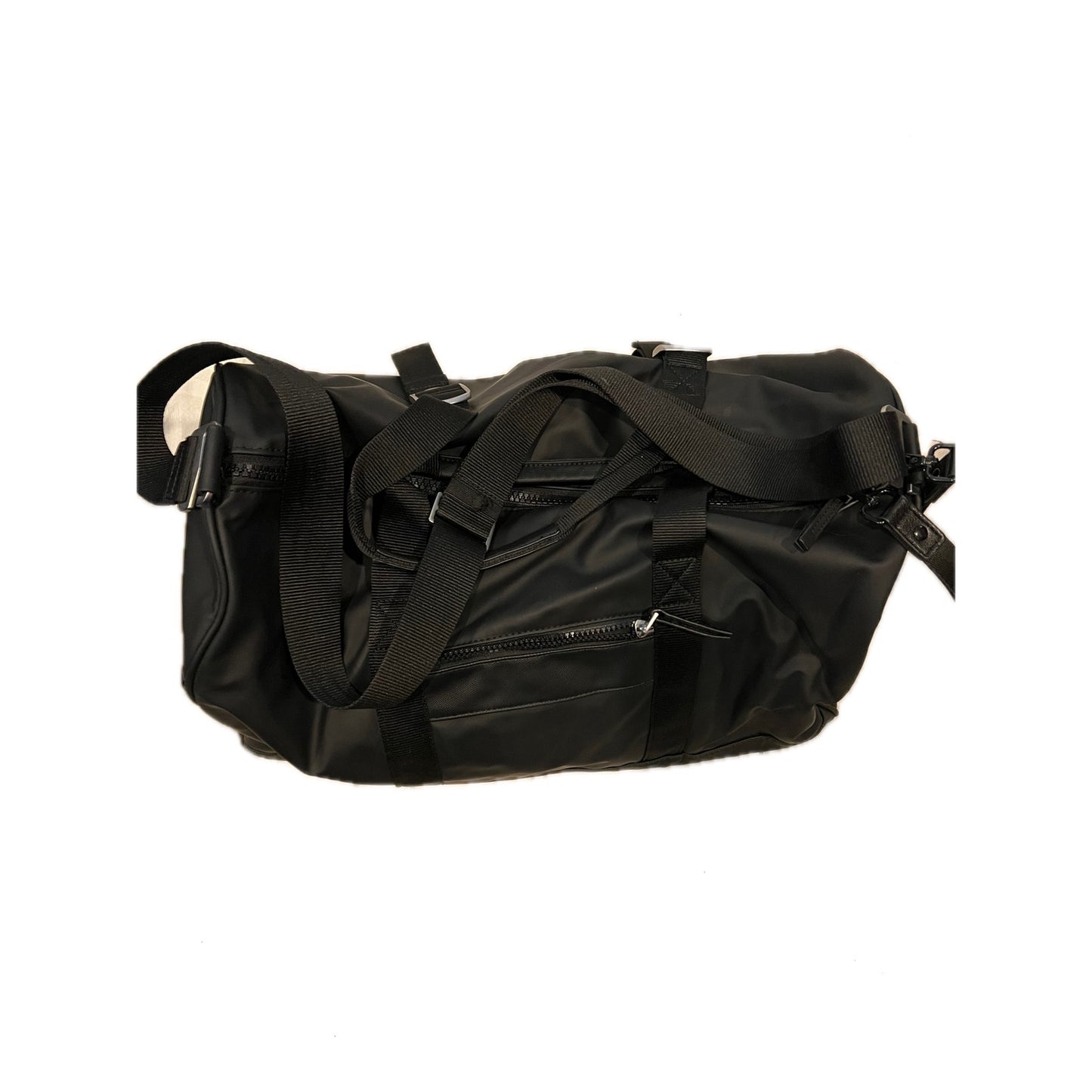 Polyester Faux Leather Black Duffel Bag 18"x10"x10"