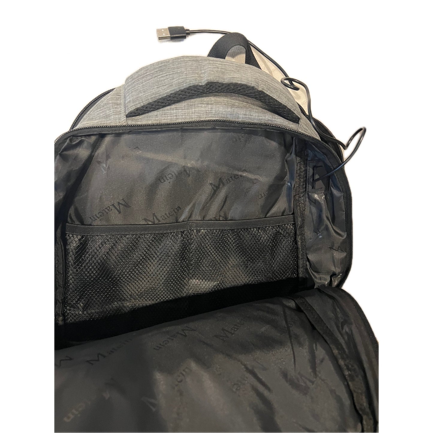 Matein Clamshell Black Gray Padded Backpack
