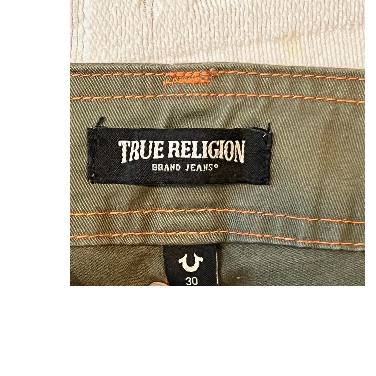 True Religion Green Khaki Cargo Pants Mens 30x30
