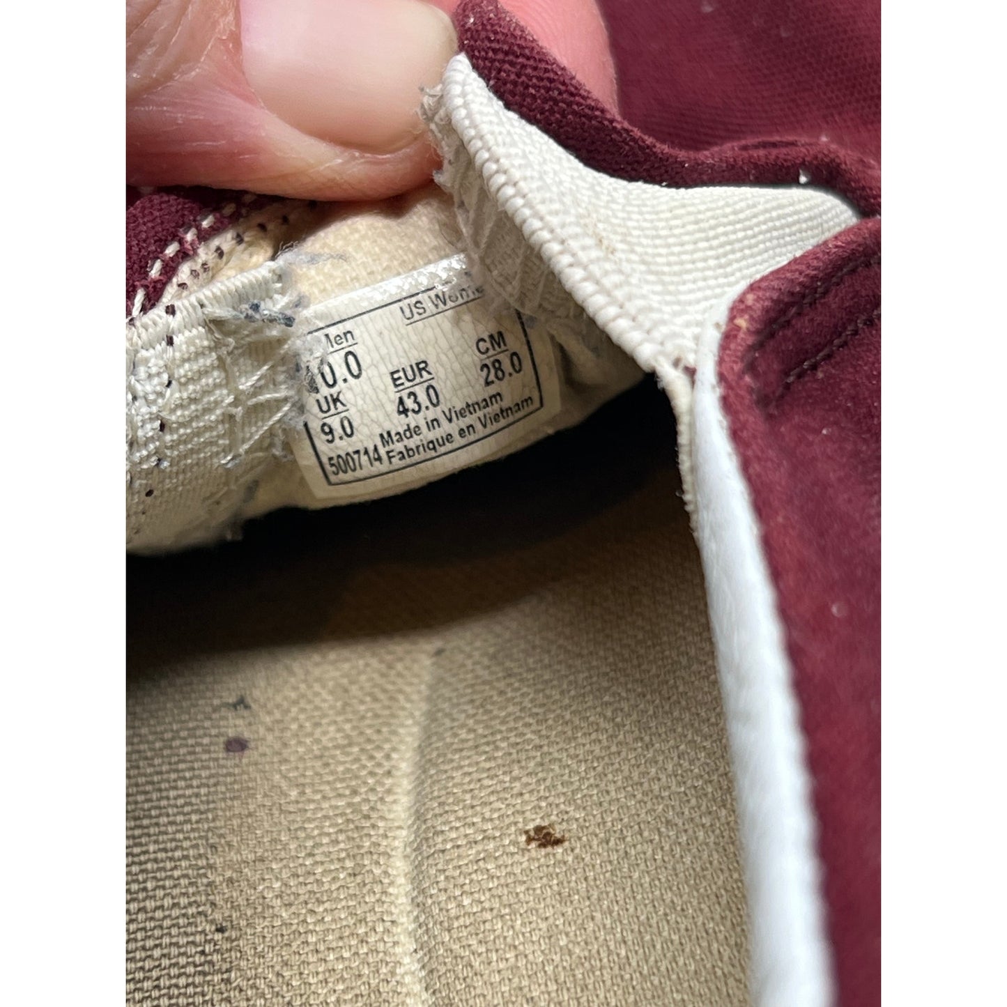 VANS Canvas Burgundy Low Top Skate Shoes Mens 10